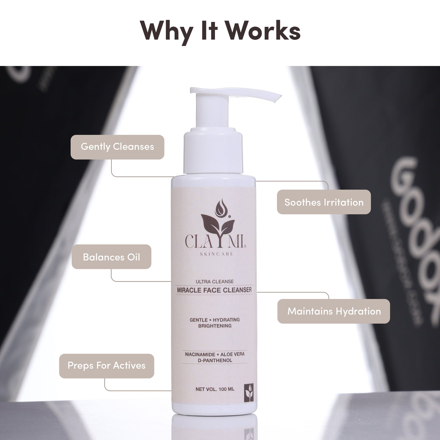 Claymi Miracle Face Cleanser – Gentle Hydration and Brightening with Niacinamide, Aloe Vera and D-Panthenol