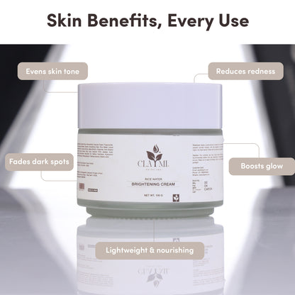 Claymi Rice Water Brightening Cream -Intense Hydration and Pigmentation Care with Rice Water Extract, Alpha Arbutin and Bakuchiol
