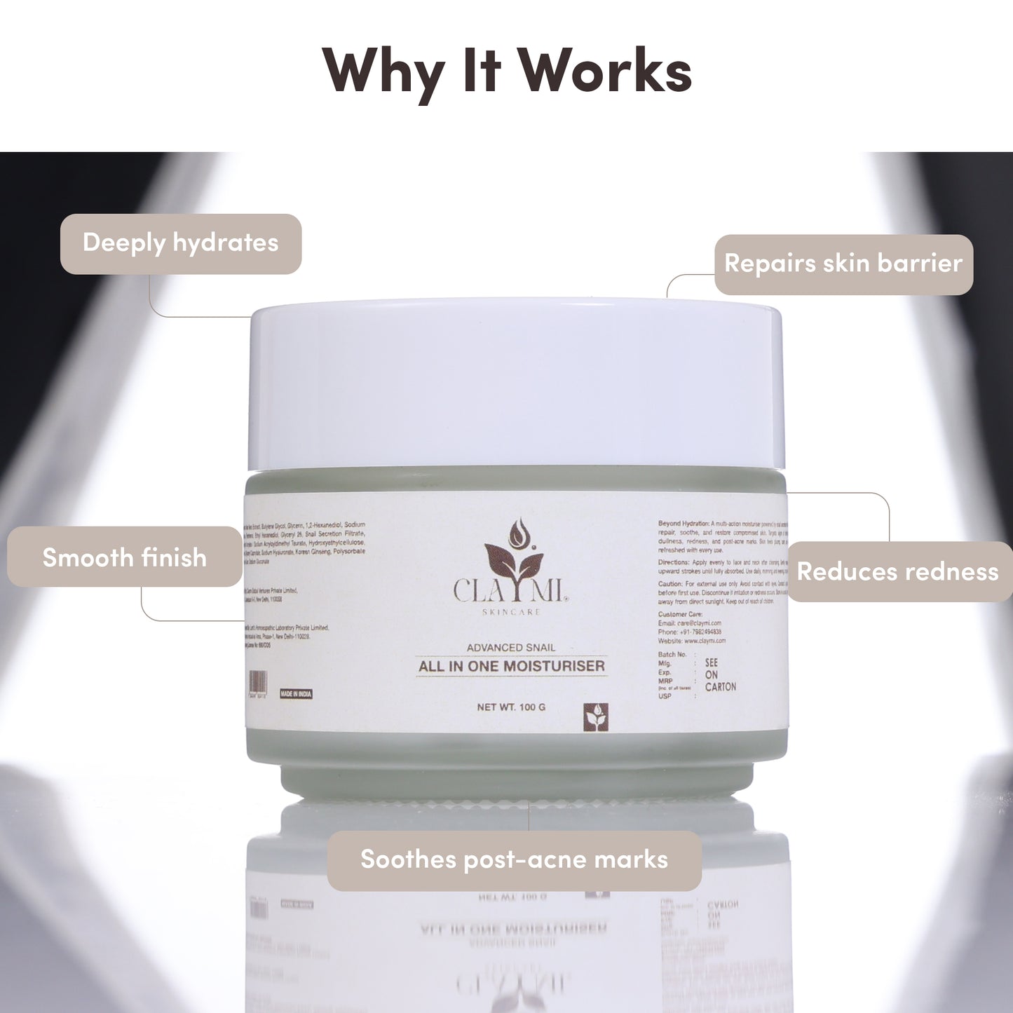 Claymi Advanced Snail All-In-One Moisturiser – Deep Hydration and Skin Repair with Snail Secretion Filtrate, Hyaluronic Acid and Korean Ginseng
