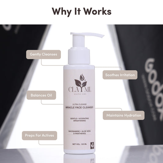 Claymi Miracle Face Cleanser – Gentle Hydration and Brightening with Niacinamide, Aloe Vera and D-Panthenol