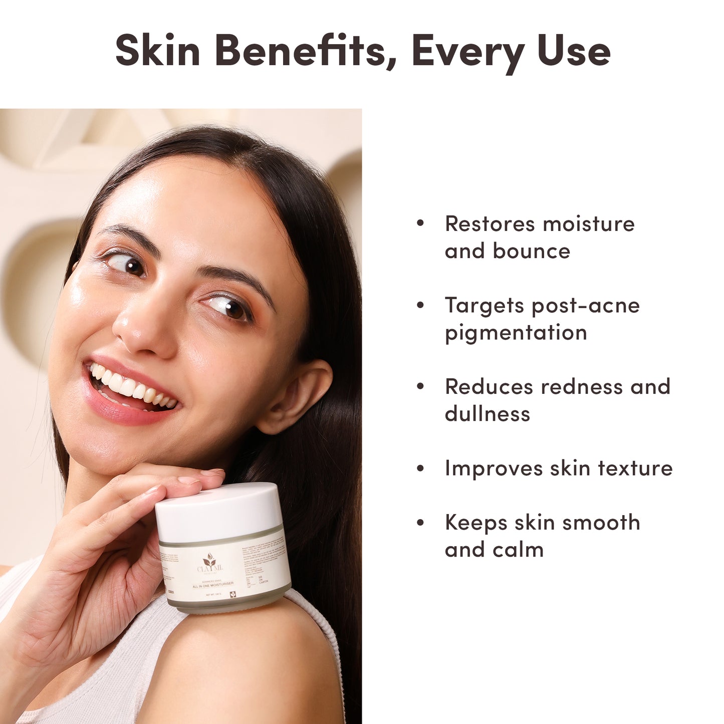 Claymi Advanced Snail All-In-One Moisturiser – Deep Hydration and Skin Repair with Snail Secretion Filtrate, Hyaluronic Acid and Korean Ginseng