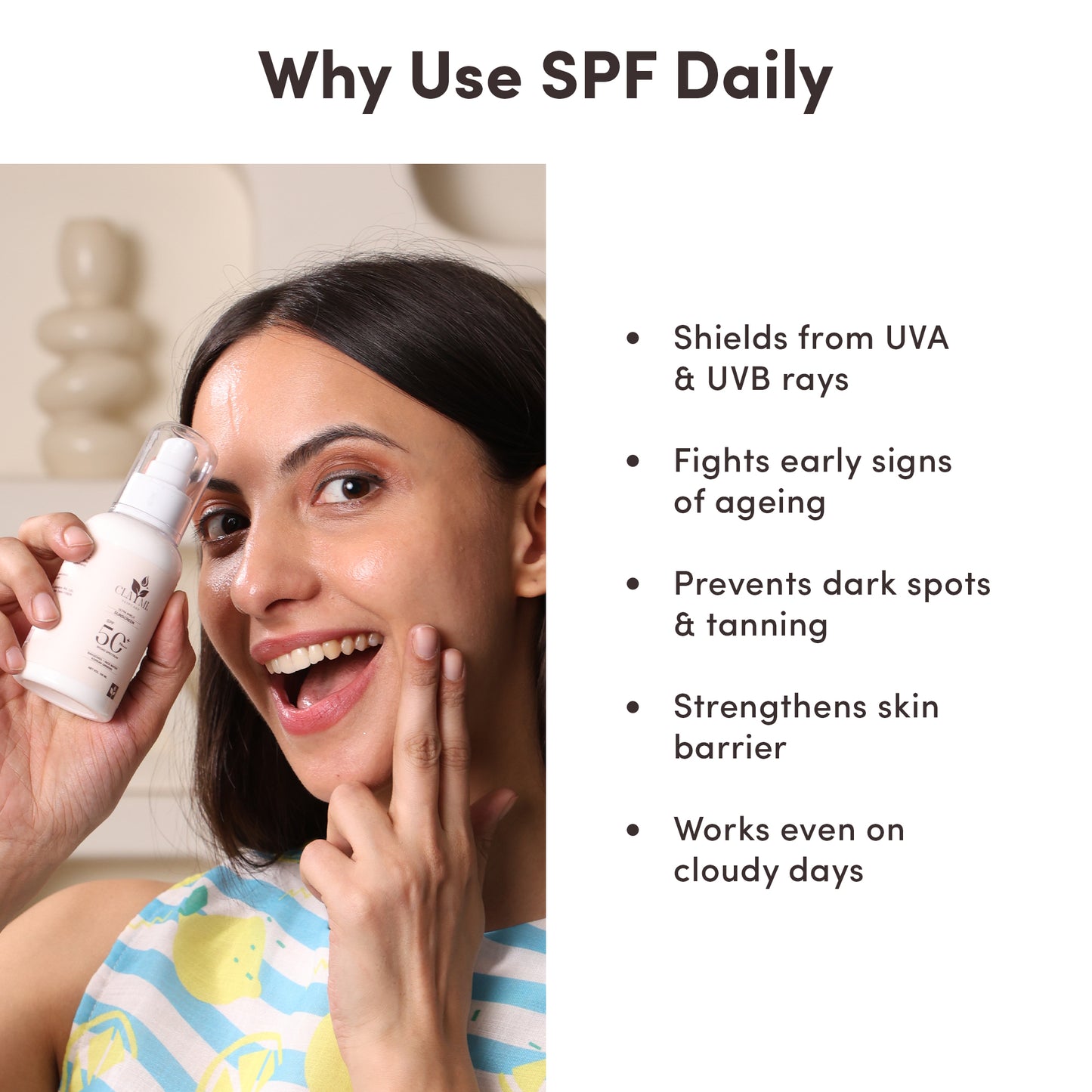 Claymi Ultra Shield Sunscreen SPF 50+ PA+++  High Protection with Bakuchiol, Rice Water and Korean Ginseng