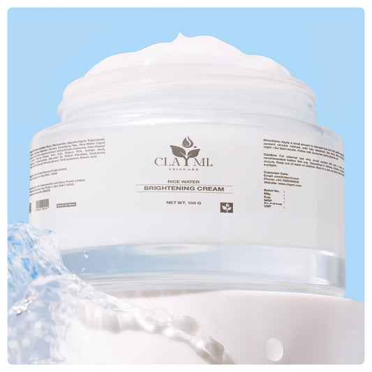 Claymi Rice Water Brightening Cream -Intense Hydration and Pigmentation Care with Rice Water Extract, Alpha Arbutin and Bakuchiol