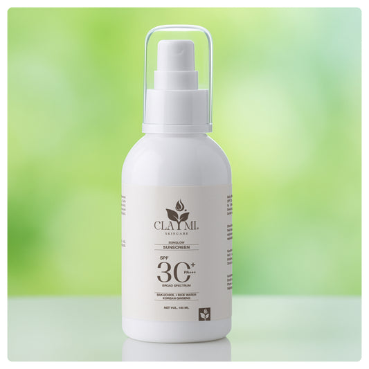 Claymi Sunglow Sunscreen SPF 30 PA+++  Broad Spectrum Protection with Bakuchiol, Rice Water and Korean Ginseng