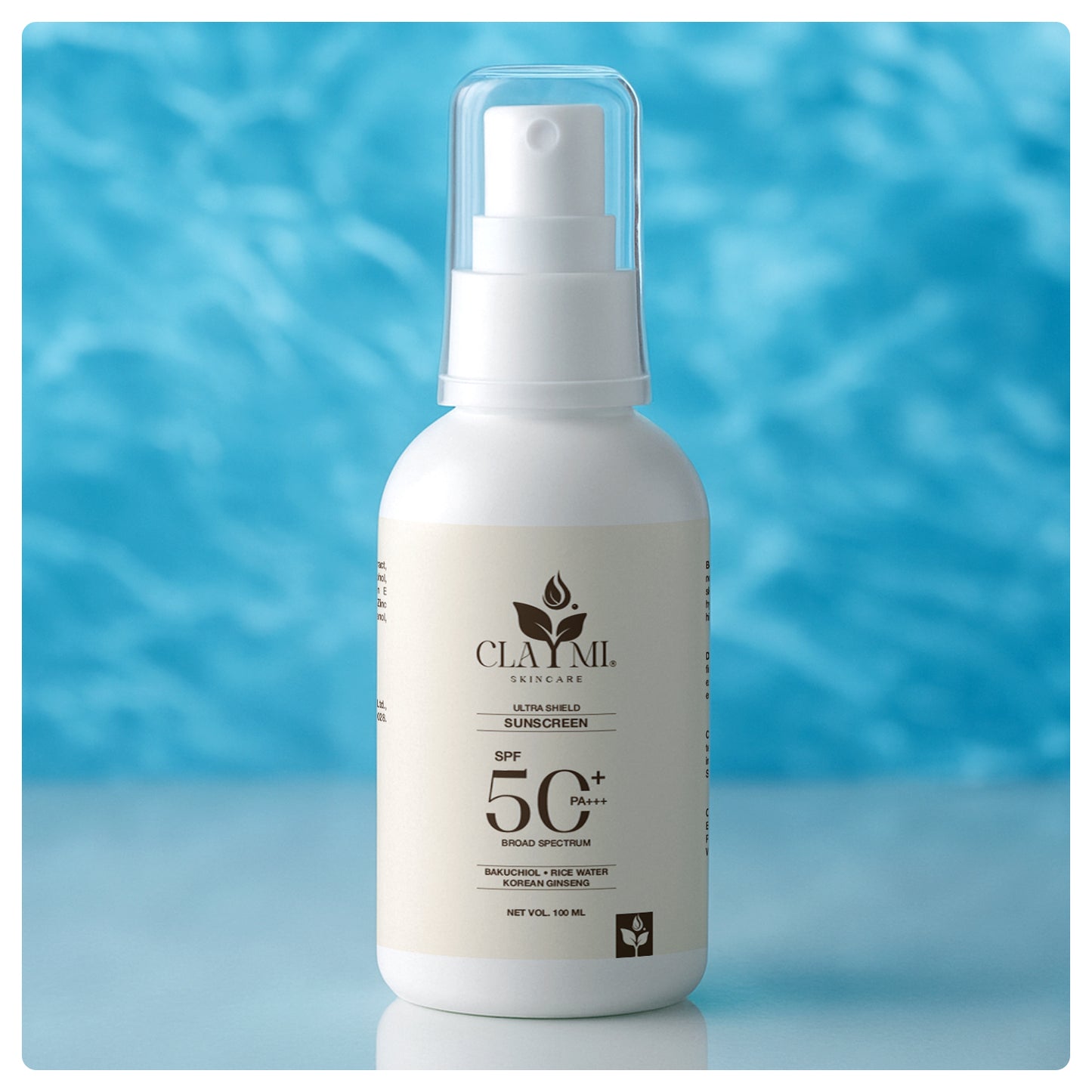 Claymi Ultra Shield Sunscreen SPF 50+ PA+++  High Protection with Bakuchiol, Rice Water and Korean Ginseng